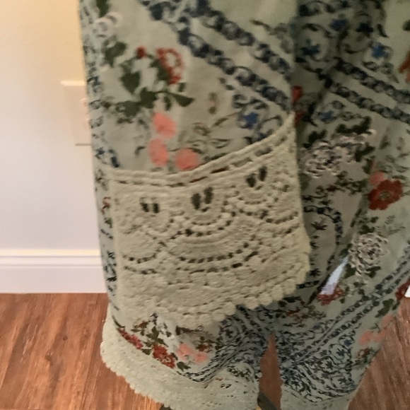 Mason & Belle Women’s med blue floral lace‎ trim bohemian festival hippie kimono - Picture 4 of 9